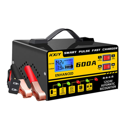 12V/24V Smart Car Battery Charger with LCD Display – 600A Intelligent Pulse Repair Maintainer