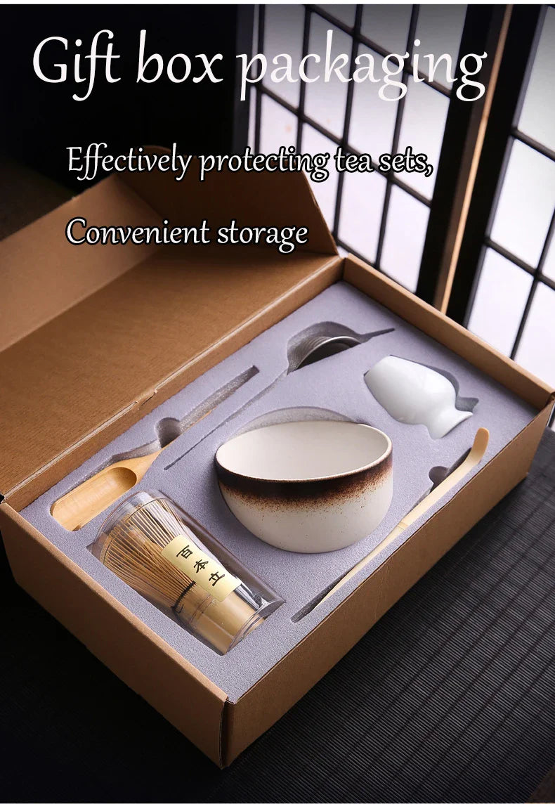 4/6Pcs Bamboo Matcha Tea Whisk Set – Scoop, Brush, Strainer & Bowl for Japanese Tea Ceremony