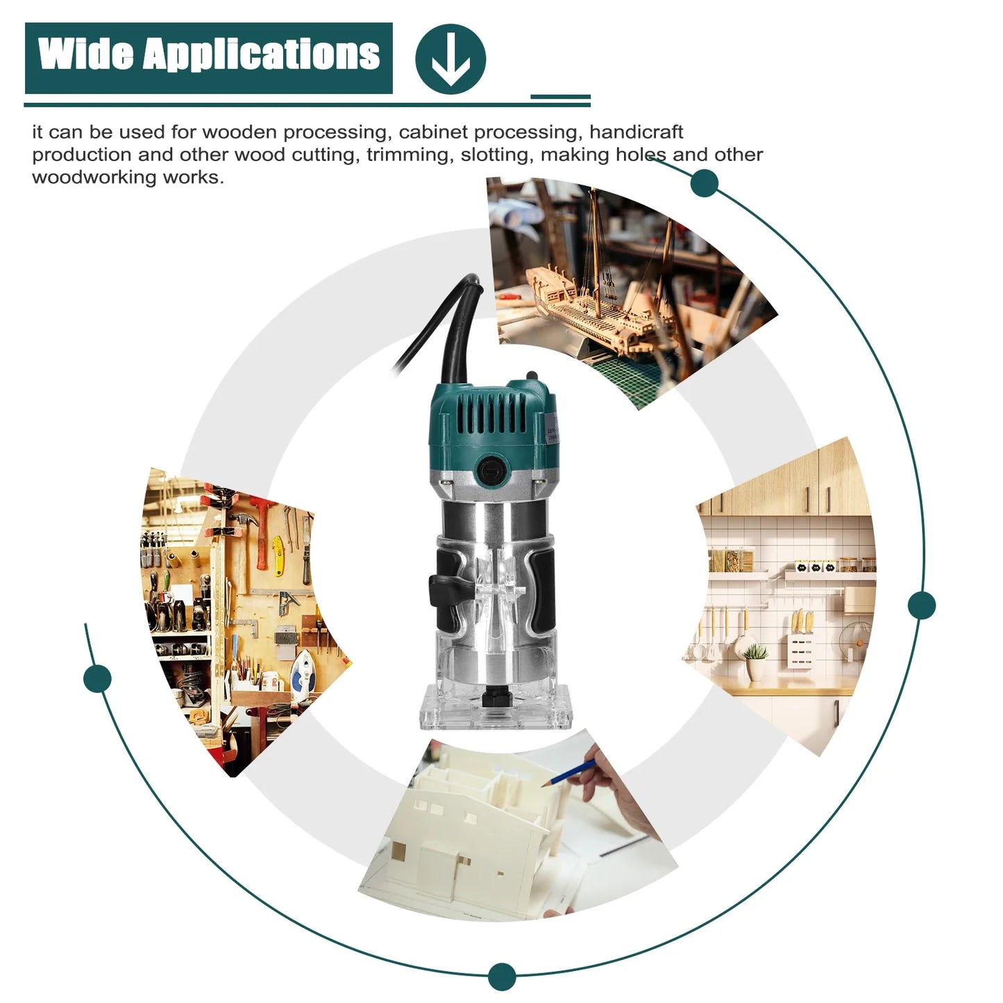 Multifunctional Woodworking Electric Trimmer - Router, Milling, Engraving & Slotting Carving Tool
