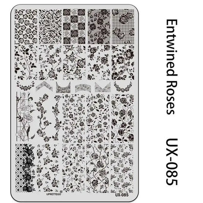 UX Serial 2 Stainless Steel Stamping Plate Template – Vintage Abstract Fabric Texture Pattern for Nail Art, Floral Lace, Xmas & Halloween Designs (UX52)
