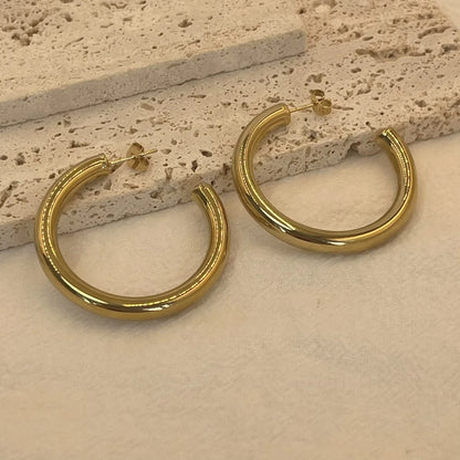 Classic Stainless Steel Hoop Earrings – 30/40/50mm Gold Big Earrings for Women, Trendy Jewelry Accessories