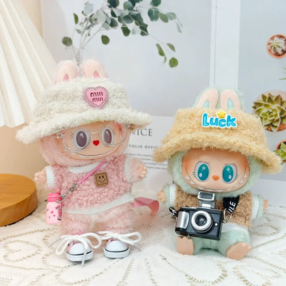 Cute 17cm Labubu Doll Clothes Set - Classic Dress Outfit & Accessories for V2 Mini Dolls, Girl Kid Gift