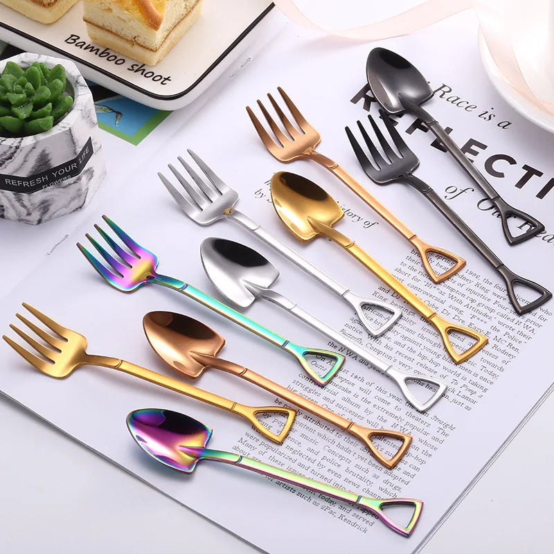 4PCS Stainless Steel Fruit & Dessert Forks - Creative Shape Tableware for Family Parties