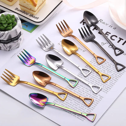 4PCS Stainless Steel Fruit & Dessert Forks - Creative Shape Tableware for Family Parties