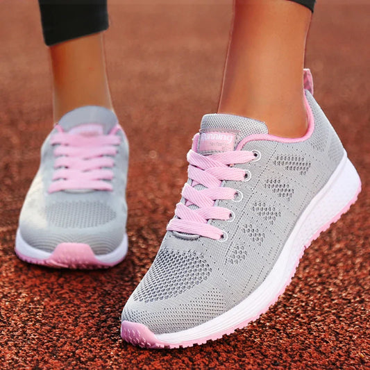 Women's Lightweight Lace-Up Flats – Fashionable Round Toe Nurse Sneakers, Comfortable Walking Shoes, Plus Size Available
