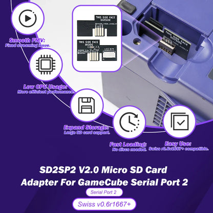 SD2SP2 V2.0 TF Card Adapter – GameCube Serial Port 2 SD Loader, Smooth Playback, Low CPU Usage