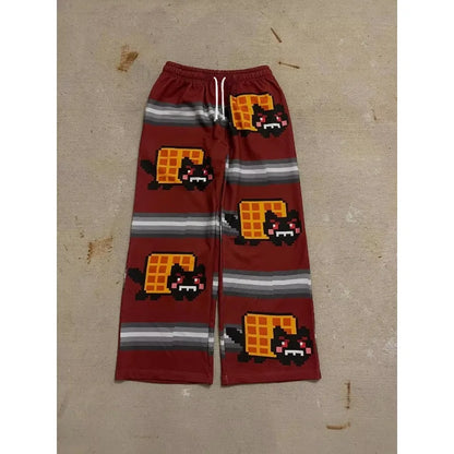 Nyan Cat Hip Hop Sweatpants - Y2K Baggy Elastic Waist American Streetwear Pants