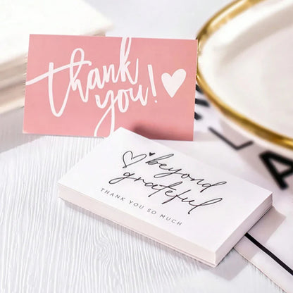 50pcs Thank You Business Cards – Customer Appreciation Gift Tags for Cake Decoration, Retail Packaging & Small Business Branding Cards