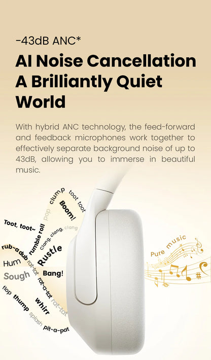 HAYLOU S30 Wireless Bluetooth 5.4 Headphones - 43dB Adaptive Noise Cancelling, 40mm Driver, 80H Playtime Earphones