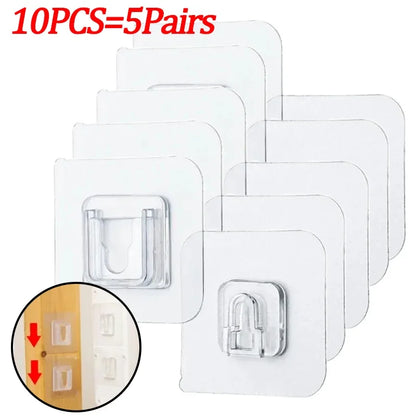 Double-Sided Adhesive Wall Hooks — Strong Transparent Suction Cup Hangers for Kitchen & Bathroom Storage, Plug & Socket Holders