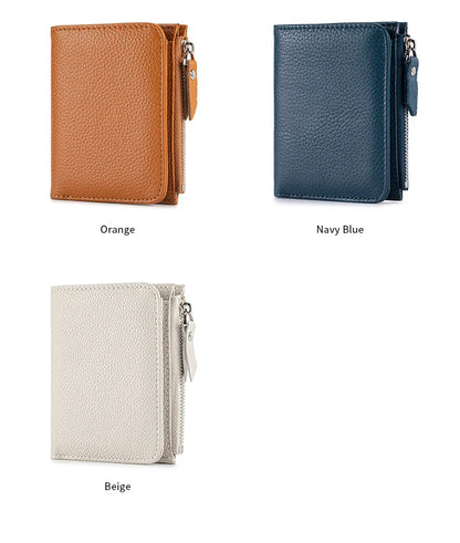 Women’s Genuine Leather Slim Wallet — RFID Blocking Bi-Fold with Card Holder & Coin Pocket