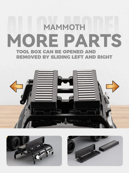1:24 Dodge Mammoth RAM 1000 TRX 6x6 Diecast Model Car – Metal Alloy Toy with Lights for Kids & Collectors Gift