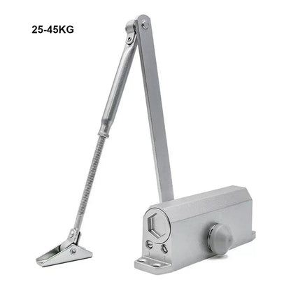 25-85KG Hydraulic Automatic Door Closer - Adjustable Speed, Positioning Door Stop & Protective Holder Hardware (1PCS)