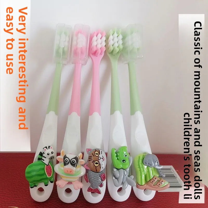 3PCS Italian Brainrot Tung Kids Toothbrushes — Soft Bristle Anime Cartoon Toothbrush for Children Ages 2-12