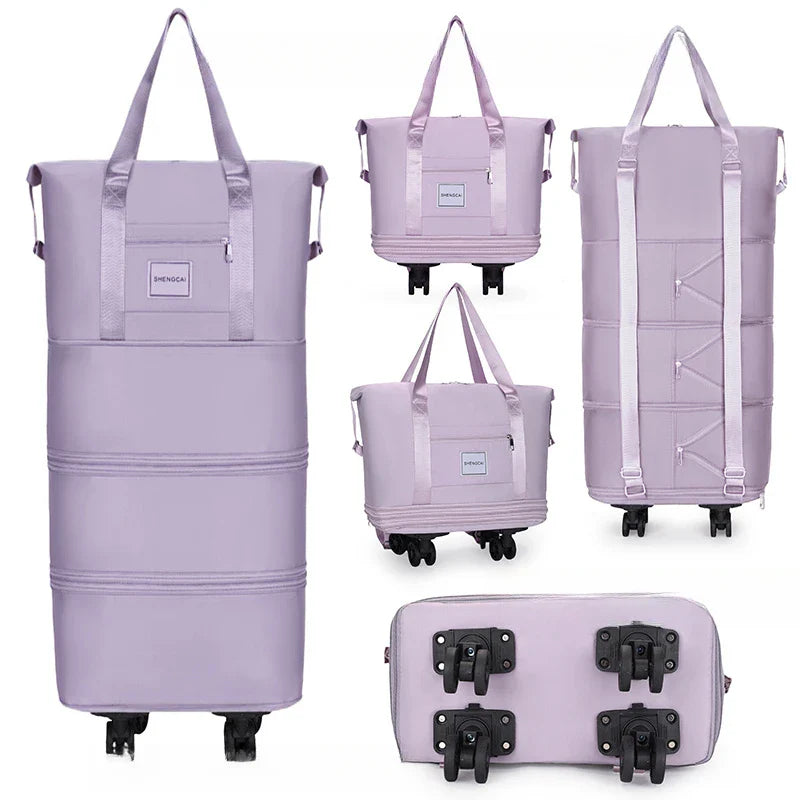 Large Capacity Travel Backpack with Wheels – Portable Double-Layer Luggage Bag, Universal Detachable Storage for Checked Travel