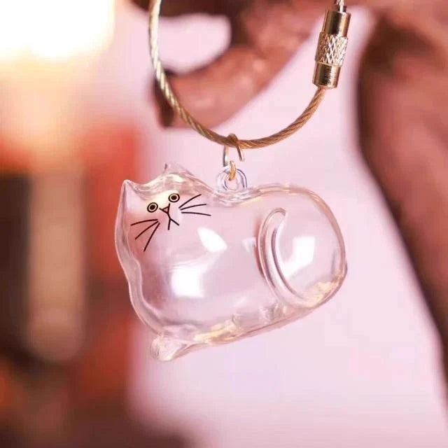 Ginger Cat Keychain Pendant – Siamese Calico Backpack Charm, Hair Storage Box Hanging Pet Grooming Travel Accessory