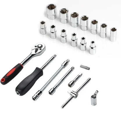 NEW Car Repair Tool Kit – 46/53 Piece Socket Set with 1/4-Inch Ratchet, Torque Wrench, and Combo Auto Repair Tools
