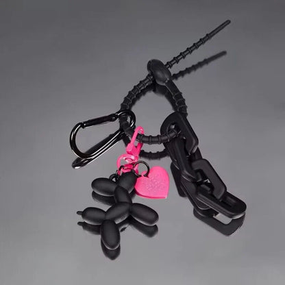 Y2K Cute Punk Black Balloon Dog Keychain – Sweet INS Style Car & Couple Key Ring Gift for Girls