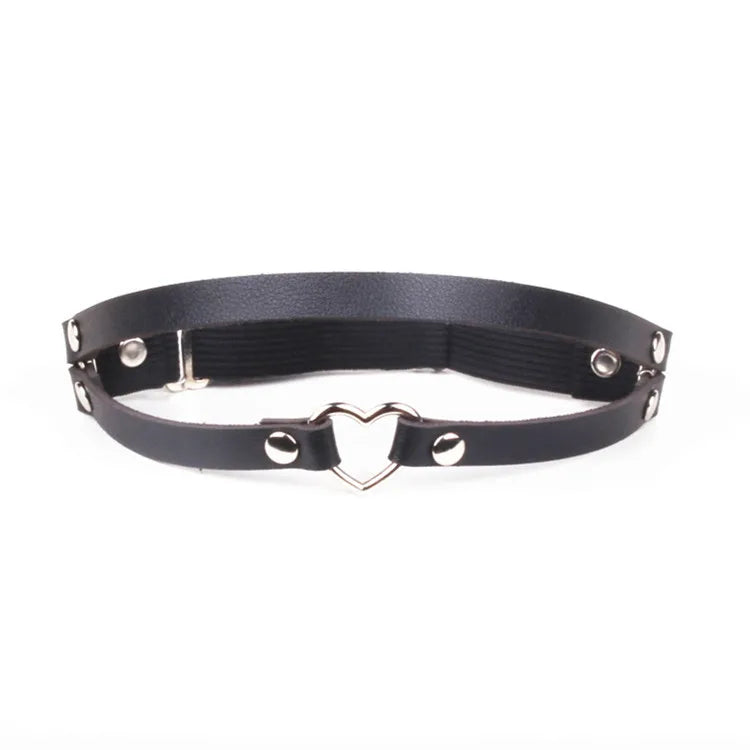 Sexy Elastic Heart Harness Garter Belt – Fashion Goth Bondage Leather Thigh Lingerie for Stockings