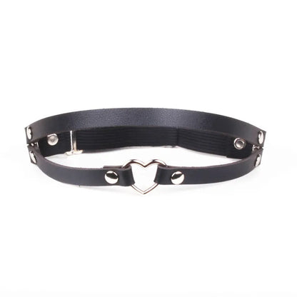 Sexy Elastic Heart Harness Garter Belt – Fashion Goth Bondage Leather Thigh Lingerie for Stockings