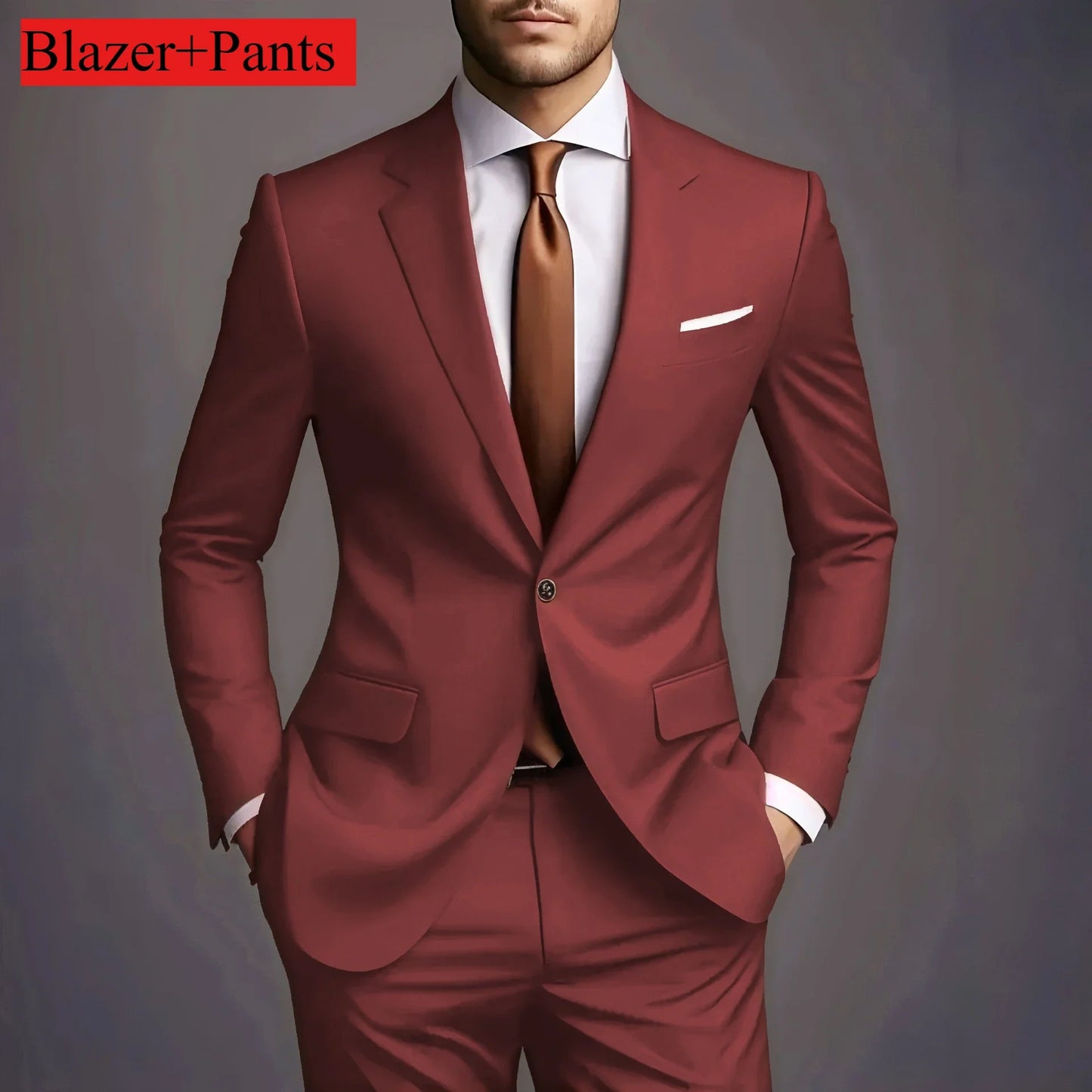 2026 Luxury Men's 2-Piece Suit Set - Elegant Slim Fit Wedding Groom Tuxedo & Casual Formal Wear