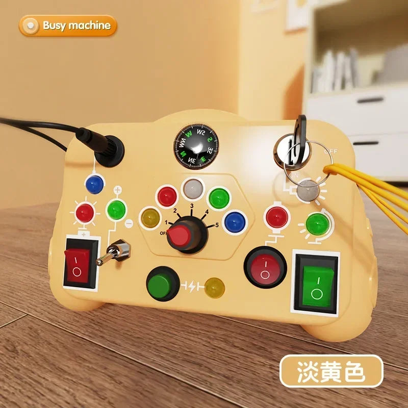 Montessori Busy Board Sensory Toy – LED Light & Switch Activity Game for Children Ages 2-4