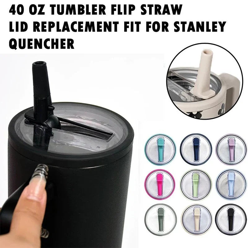 Spill-Proof Cup Cover for Stanley 40oz – Replaceable Environmental Protection Spiral Straw Cover Accessory