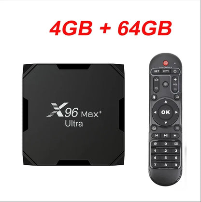 X96 Max Plus Ultra TV Box — Android 11 Amlogic S905X4 4GB RAM 32GB Storage, 8K AV1 WiFi Bluetooth Media Player