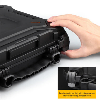 Tool Box Hard Carry Case – Waterproof Safety Carrying Case with PU, Portable Military Pistol Storage Bag and Foam Pads