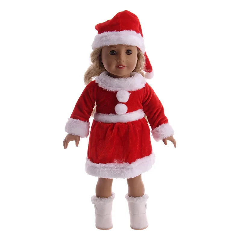 Pop Doll Christmas Outfit — Dress, Top & Pants Set for 18-Inch American and 43CM Reborn Baby Dolls, Our Generation Girl’s Toy Accessories