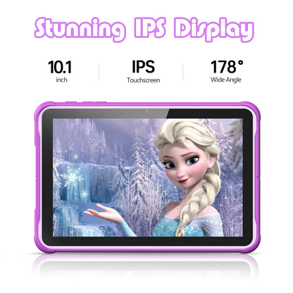 Pritom 10" Kids Tablet – Android 13 Go, Quad-Core, 2GB RAM 64GB ROM, YouTube, WiFi with Protective Case