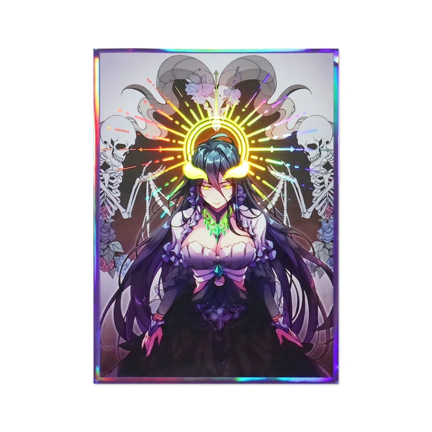 Albedo Holographic Card Sleeves 67x92mm — Anime Trading Card Protectors for PKM & MTG Standard Size