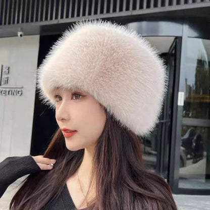 Women’s Winter Fluffy Fur Hat – Thick Warm Faux Fur Ski Cap, Russian Mink Fisherman Style, Windproof