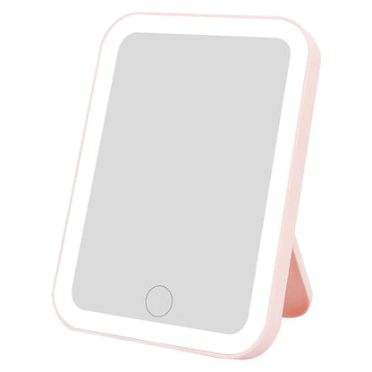 3-Color LED Vanity Mirror – Touch Screen, USB Rechargeable, Dimmable Makeup Mirror with Adjustable Brightness, Portable