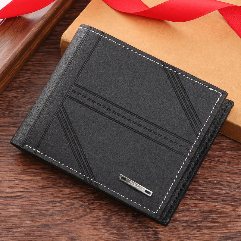 Men's Soft Leather Short Bifold Wallet with Credit Card & ID Holder – Business Billfold