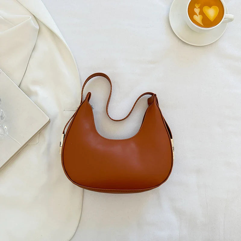 Fashion PU Leather Underarm Bag for Women – Trendy Clutch Handbag, Single Shoulder, Simple Hobo Tote