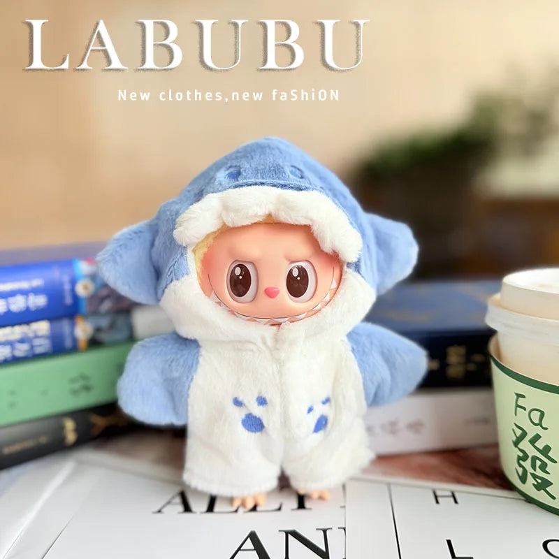 Labubu I & II Doll Clothes – 15cm/17cm Cute Eye Mask Pajama 3-Piece Set for Plush Dolls