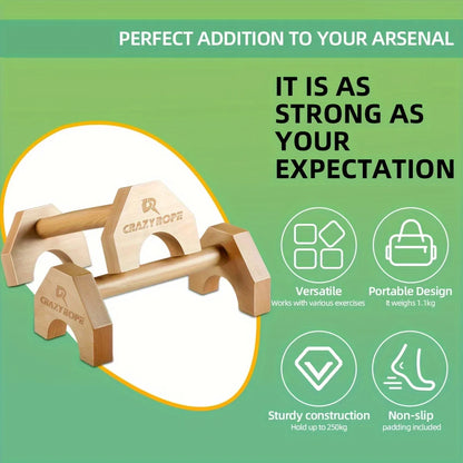 Wooden Push-Up Bar Stands: Gym Fitness Exercise Equipment for Body Building Training - Handstand Parallel Rods for Enhanced Workouts