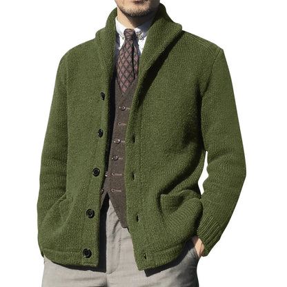 Men's Luxury Knit Cardigan Sweater - Thick Warm Autumn/Winter Solid Color Coat Top