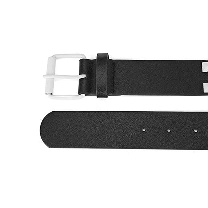 Personalized Rivets Checkerboard PU Leather Belt – 107CM Universal Hip-Hop Punk Fashion Belt for Men & Women