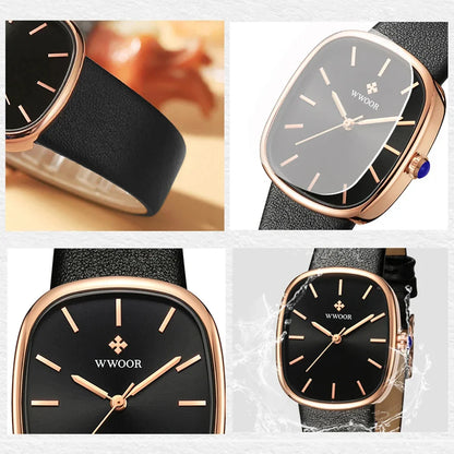 WWOOR 2024 Women’s Watch – Fashion Leather Quartz Bracelet, Top Brand Luxury, Waterproof Ladies Wristwatch, Montre Femme