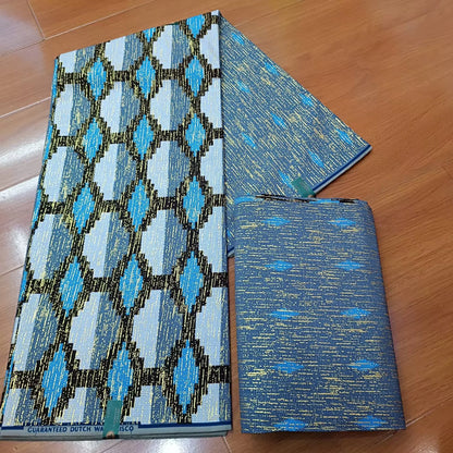 Real Ankara Wax Lace Fabric - 100% Cotton Nigerian Gold Print, 6 Yards Ghana Style Party Dress Material