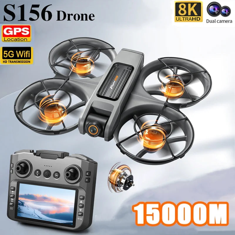 S156 GPS Foldable Drone – 8K Dual Camera, 5G WiFi, 360° Obstacle Avoidance, Brushless Motor FPV Quadcopter Toy