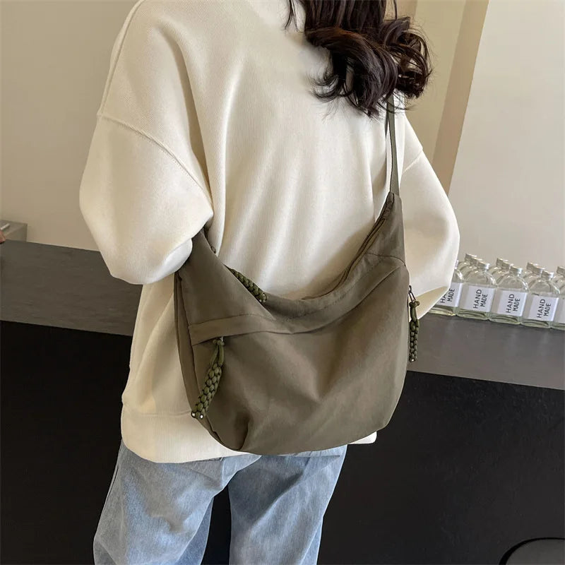 New Nylon Fabric Shoulder Bag – High Capacity Women's Crossbody Messenger Bag, Versatile & Leisure Hobo