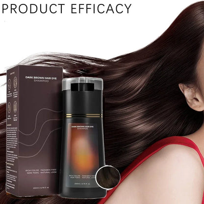 200ml Hair Dye Shampoo - Natural Gray Hair Coverage for Women & Men Semi-Permanent Black Brown Purple Color Kit