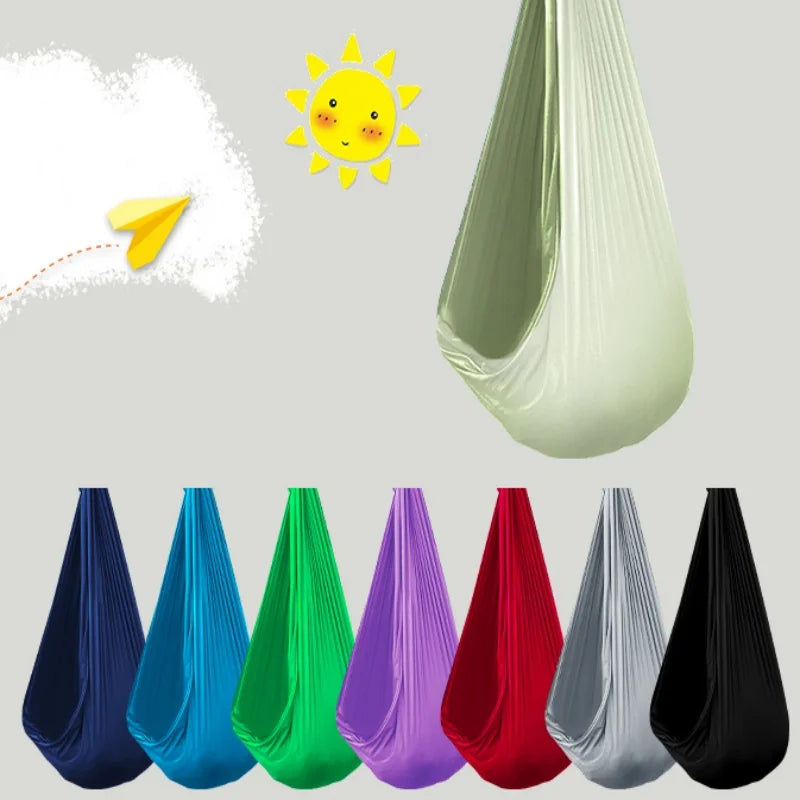 1.5x2.8m Elastic Swing Hammock – Indoor & Outdoor Aerial Yoga Swing with Adjustable Fabric & Hardware for Adults