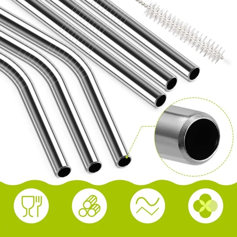 Stainless Steel Straws with Silicone Tips – 2 Replacement Straws + 1 Cleaning Brush for Stanley 30/40oz Tumblers