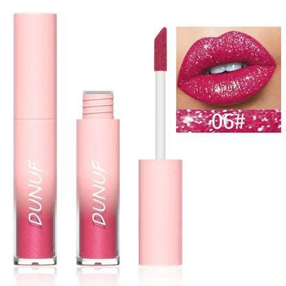 18-Color Sexy Red Diamond Glitter Lip Gloss – Metallic, Waterproof, Long-Lasting Matte Shimmer Liquid Lipstick for Women