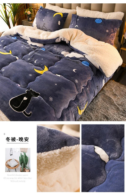 Super Thick Plaid Fleece Blanket – Soft, Warm, Fluffy Winter & Autumn Comforter Quilt