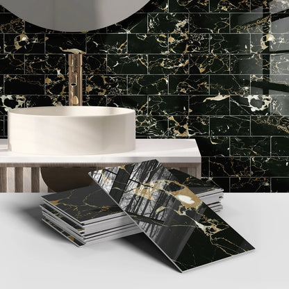 16PCS Marble Pattern Wall Stickers - Waterproof Oil-Proof PET Foam Kitchen Backsplash & Decorative Wallpaper Panels